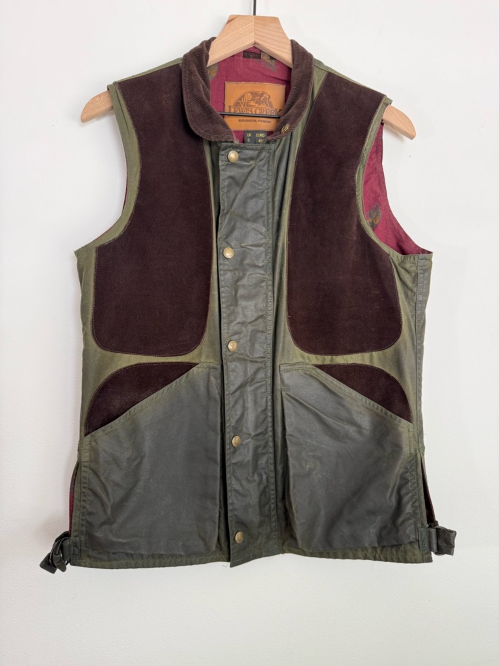 Vintage Lewis Creek Waxed Cotton Moleskin Hunting Vest w/ Double Zip Size S UK48